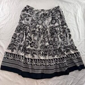 Grace Dane Lewis 100% Silk Floral Pleated Flared Midi Skirt Sz 16 Boho Fairy